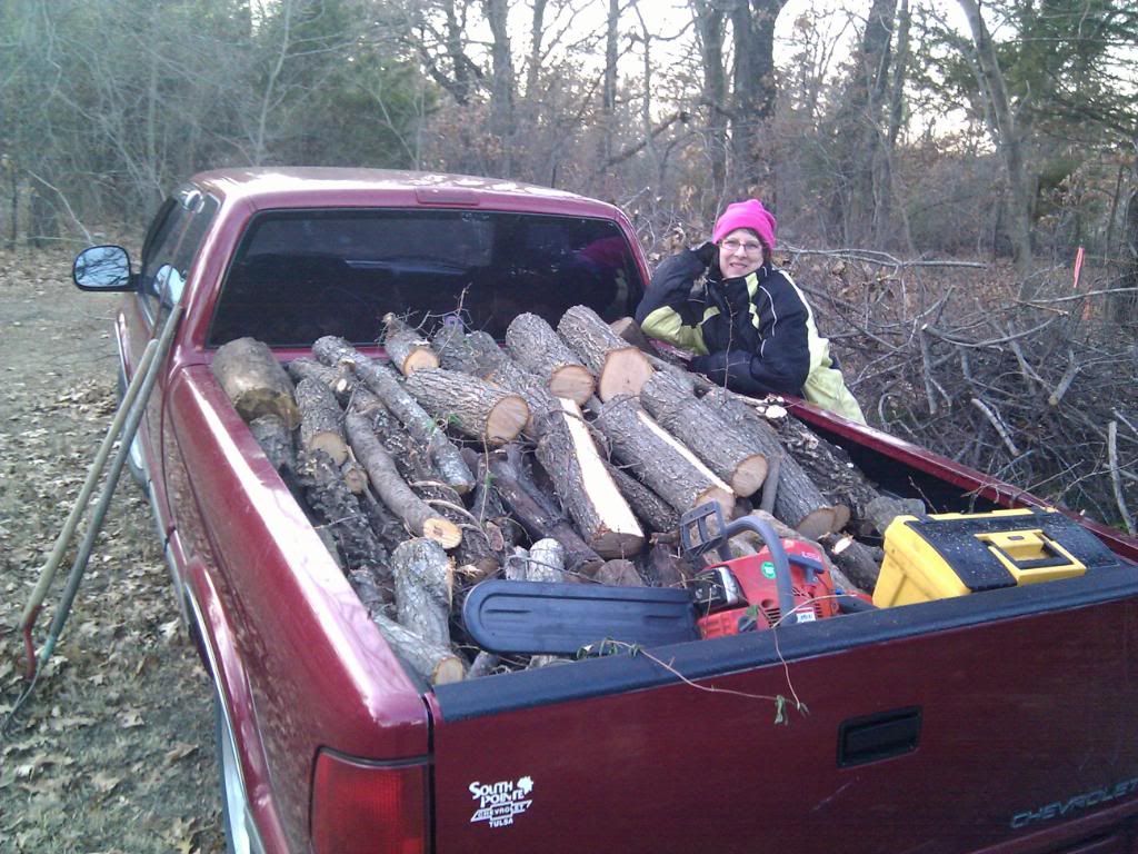 Here we are taking some chopped wood from our lot to our other place 
