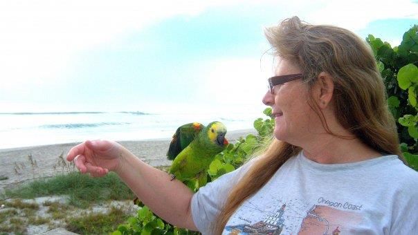 Parrot lady at the beach 8/22/09