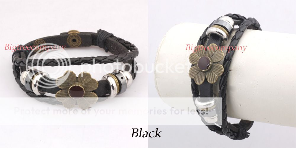   Flowers Leather Bracelets Ethnic Hemp Wristband Bangle 549  
