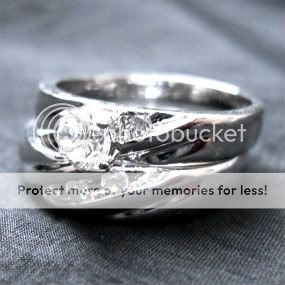women 925 SILVER rhodium pl engagement wedding rings set size 11, size 