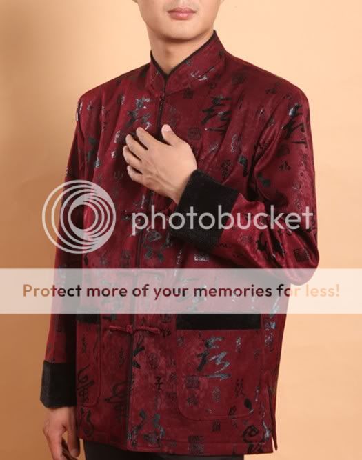 Handsome Chinese Men's Clothing Jacket Coat Burgundy Sz M L XL XXL XXXL