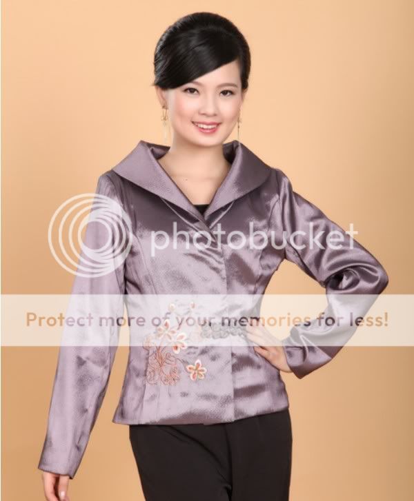 Charming Chinese Women's Silk Embroidery Jacket Coat Purple Sz M L XL XXL XXXL