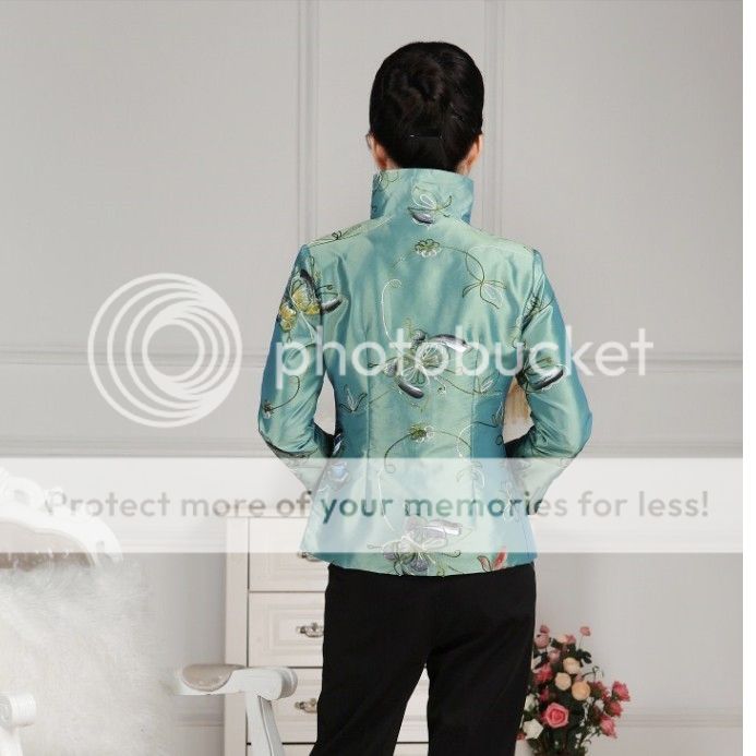 Charming Chinese Women's Silk Embroidery Jacket Coat Green Sz M L XL XXL XXXL