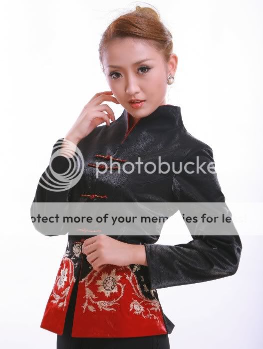Charming Chinese Women's Embroidery Jacket Coat Black Sz M XXXXL