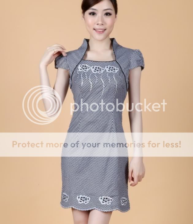 Charming Chinese Women's Cotton Mini Dress Cheongsam Size 6 8 10 12