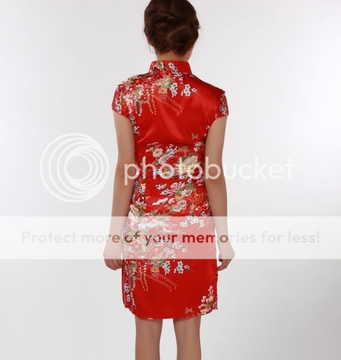 Black Red White Chinese Women's Silk Mini Dress Cheongsam Sz s M L XL XXL