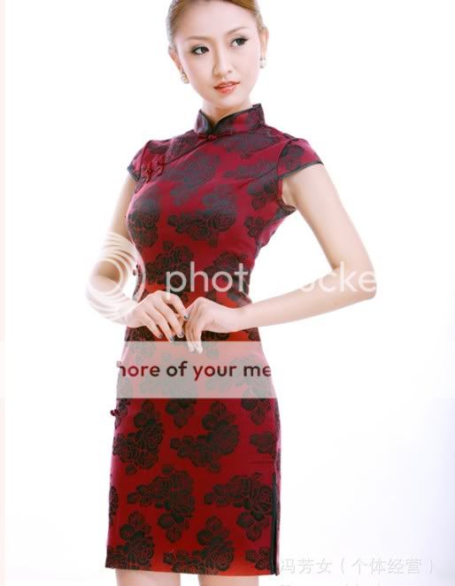 Charming Chinese Mini Dress Cheongsam Burgundy s XXL