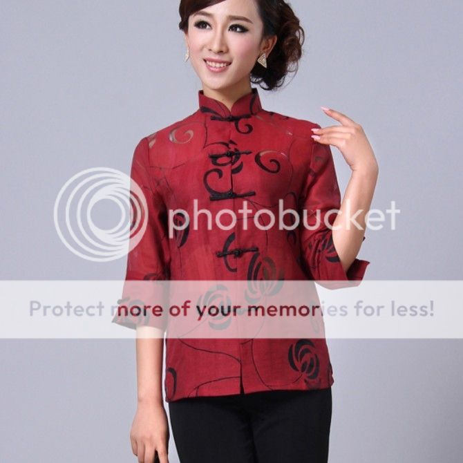 Charming Chinese Women's Top Dress T Shirt Red Sz M L XL XXL XXXL
