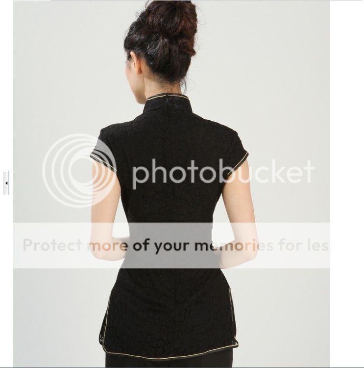 Fashion Chinese Women's Lace Tops Shirt Cheongsam Black Sz s M L XL 2XL 3XL