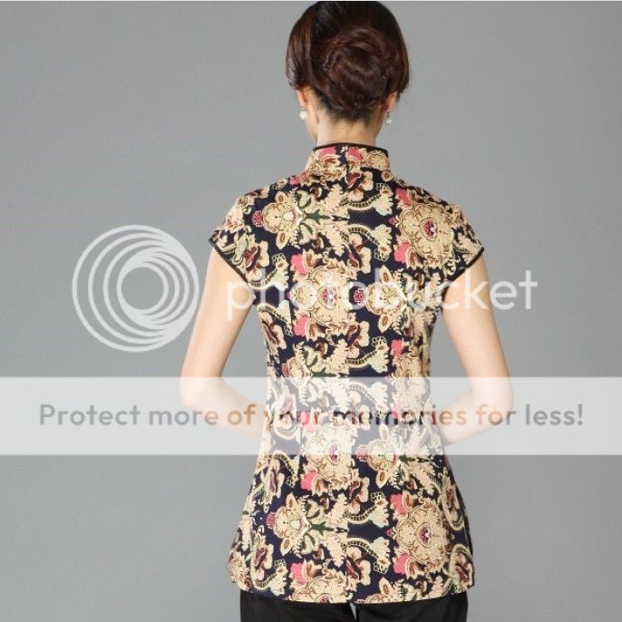 Fashion Chinese Women's Cotton Tops Dress T Shirt Cheongsam Sz M L XL XXL