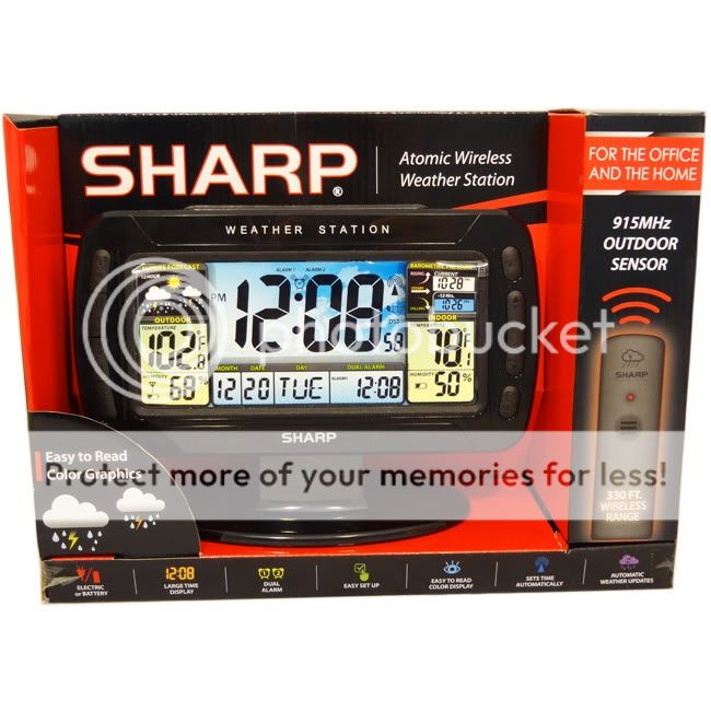 NEW) Sharp Atomic Wireless Weather Station And Alarm Clock 77059 1 