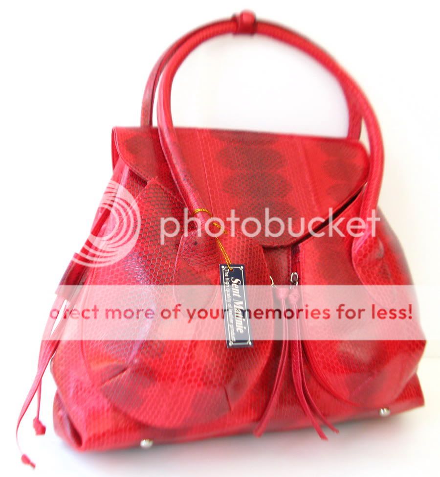 100% GENUINE SNAKE LEATHER HANDBAG BAG BACKPACK LARGE RED NEW  