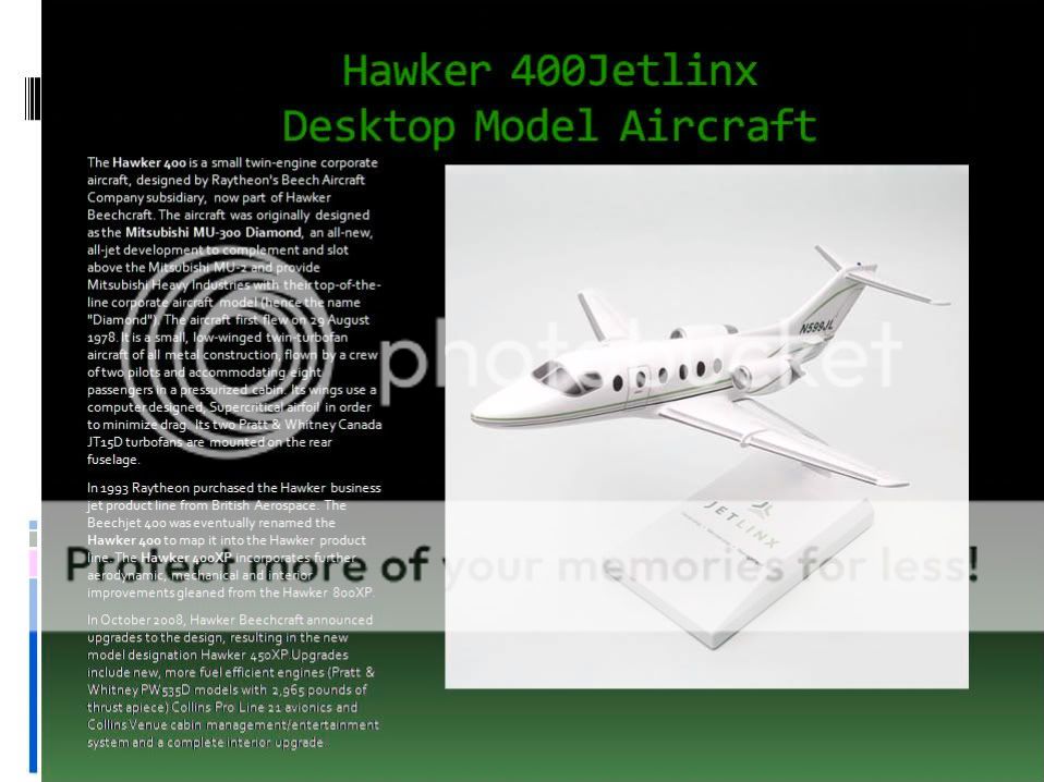 BEECHCRAFT HAWKER 400XP JETLINX MODEL AIRPLANE DISPLAY  